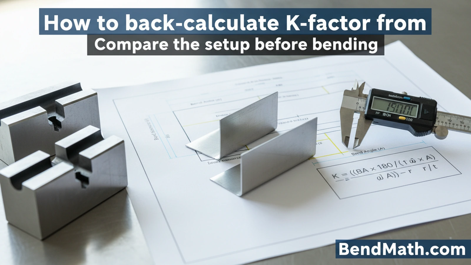 How to back-calculate K-factor from a test bend fabrication guide with press brake bending visual